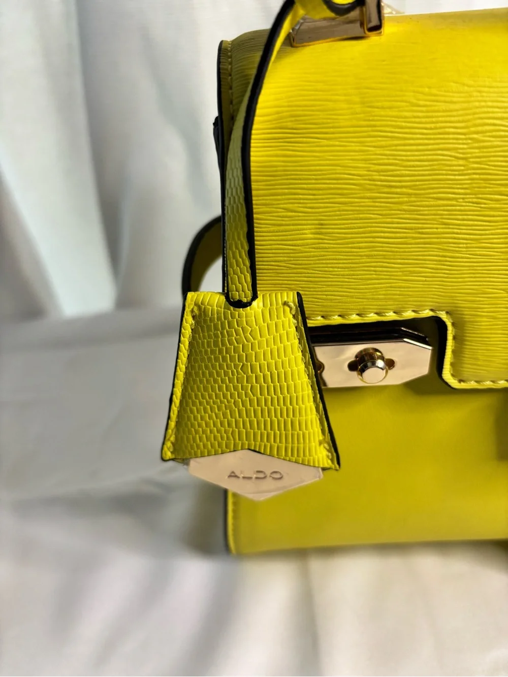 Aldo Bright Top-Handle Satchel with Gold Hardware and Crossbody Strap